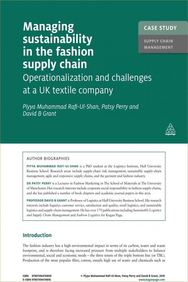 Case Study: Managing Sustainability in the Fashion Supply Chain | Kogan ...